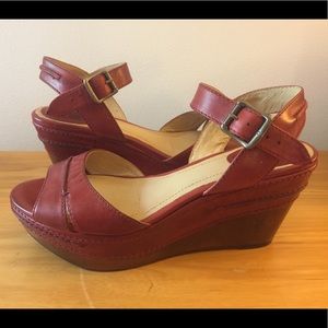Frye Carlie Wedges - 7.5 - Worn once! Cherry Red